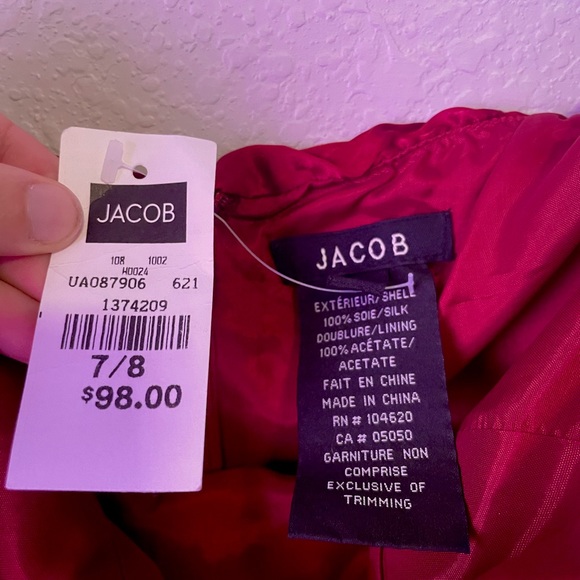 Red Satin Dress by Jacob - Picture 2 of 3